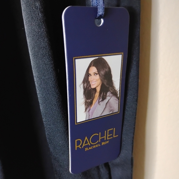 Rachel Roy Button Down Blouse XL Silky Midnight Blue Minimalist Holiday NWT - Picture 9 of 9